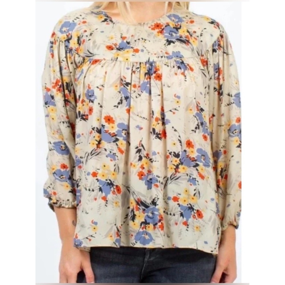 The Great. 100% Silk‎ Lightweight Floral Relaxed Blouse *Flaw* Size 2 US Medium